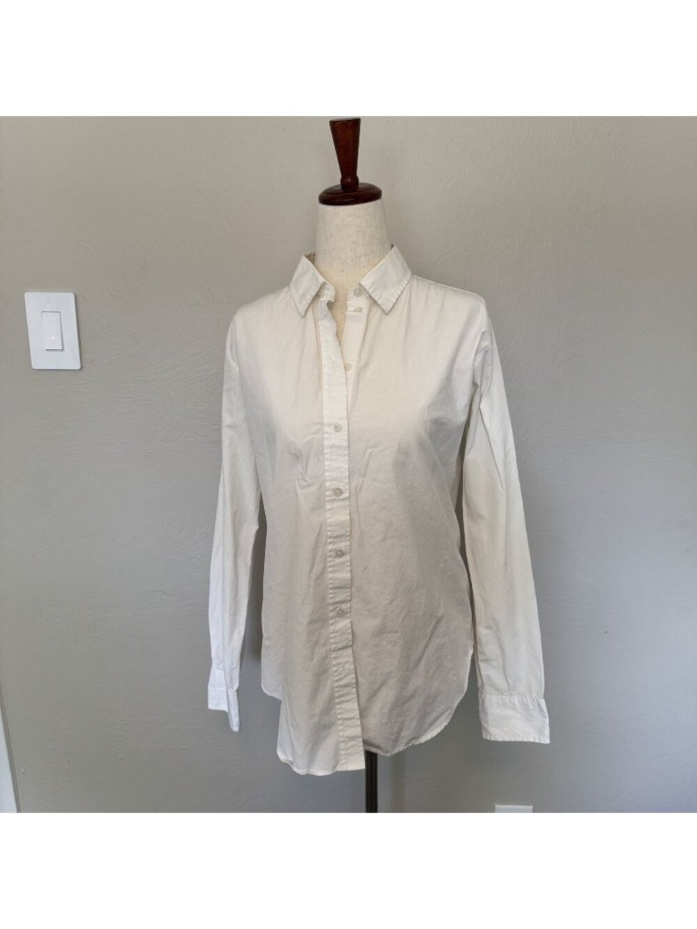 Everlane White Cotton Poplin Long Sleeve Button Down Shirt - Size 4